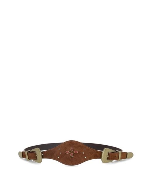 Fortela Brown Temple Studded Leather Belt