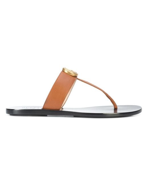 Gucci Brown Marmont Thong Sandals
