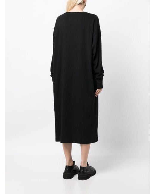 Y's Yohji Yamamoto Black Embroidered-logo Cotton Dress