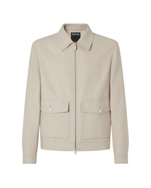 Zegna White Patch-Pocket Blouson Jacket for men