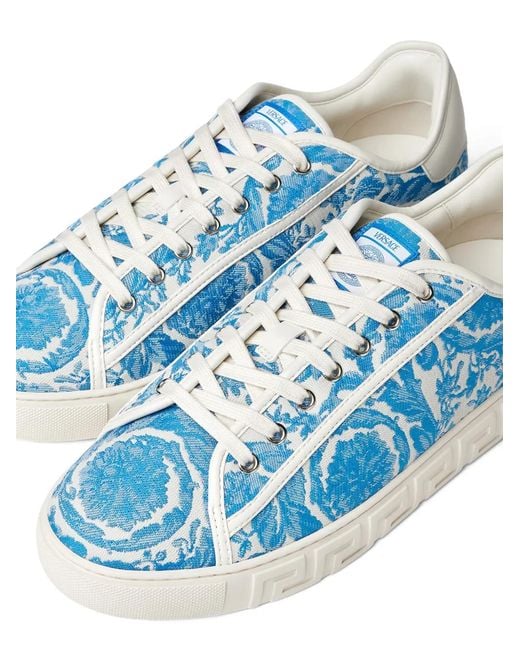 Versace Greca Sneaker Aus Canvas Und Jacquard in Blue für Herren