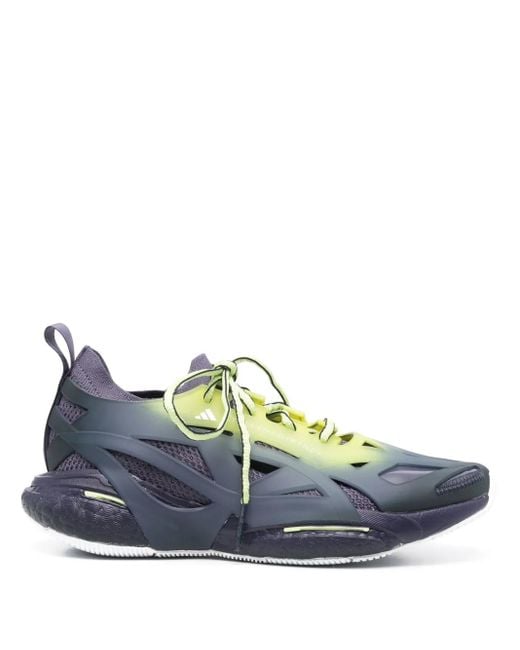 Adidas By Stella McCartney Blue Knitted Panelled Lace-Up Sneakers