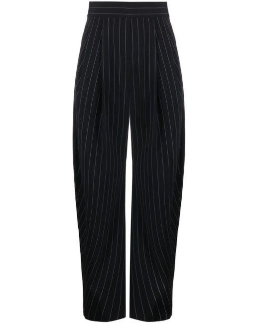 The Attico Gary Pinstripe Cotton Trousers in het Black