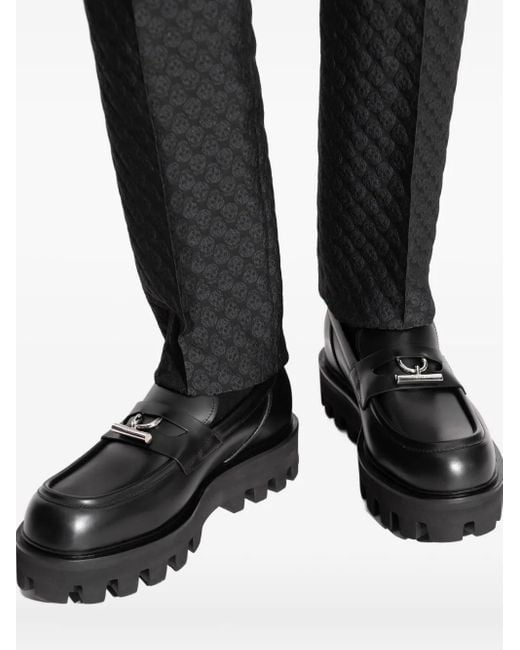 Alexander McQueen Black Leather Platform Loafers for men