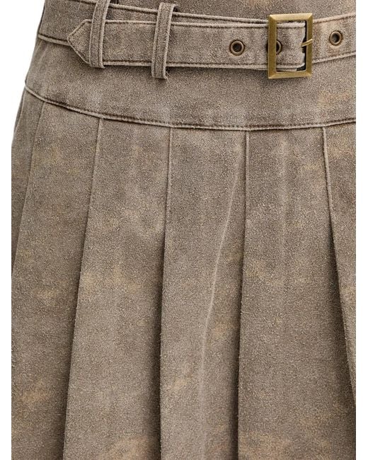 Guess Natural Estell Belted Pleated Mini Skirt