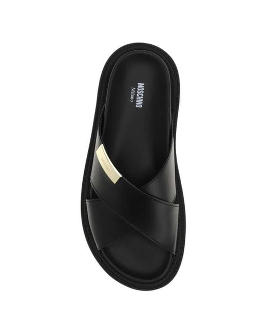 Moschino Black Criss-Cross Sandals for men