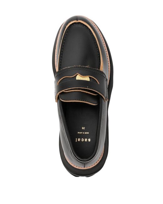 Sacai Black Coin-detail Leather Loafers