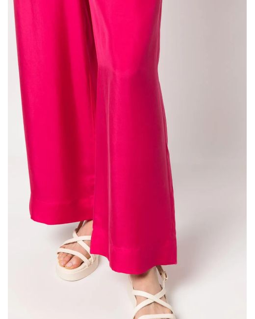P.A.R.O.S.H. Pink Wide Leg Silk Drawstring Trousers