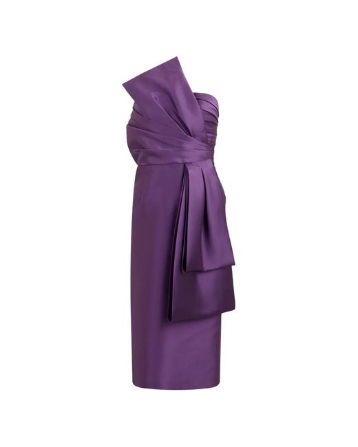 Alberta Ferretti Purple Asymmetrical Draped Midi Dress
