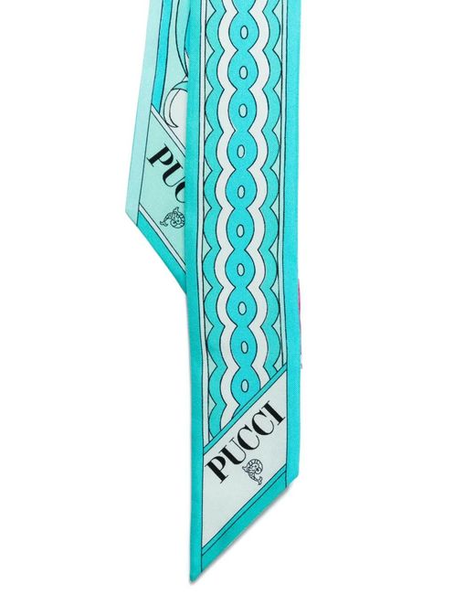 Emilio Pucci Blue Patterned Scarf
