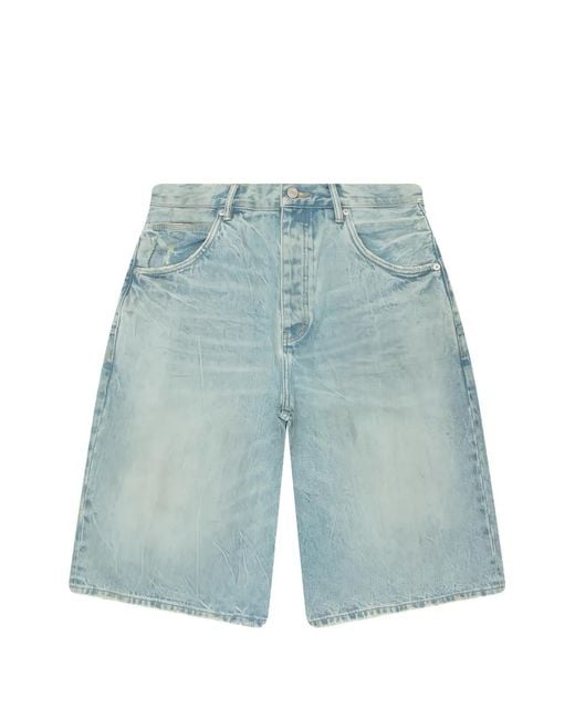 Purple Brand Blue Dust Bowl Distressed Shorts for men