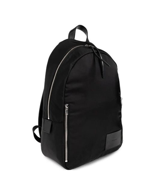 Jil Sander Black Logo-Patch Backpack for men