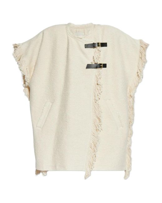 Isabel Marant White Greya Fringed Coat