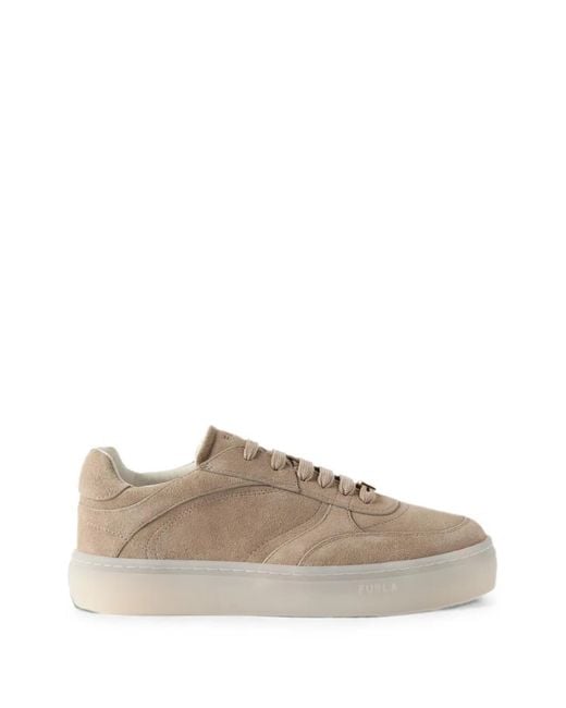 Furla Natural Allegra Suede Sneakers