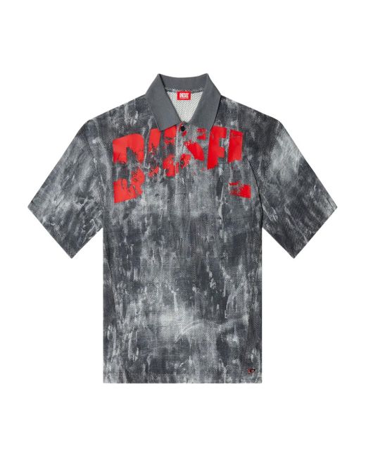 DIESEL Gray Timothee Logo-Print Polo Shirt for men