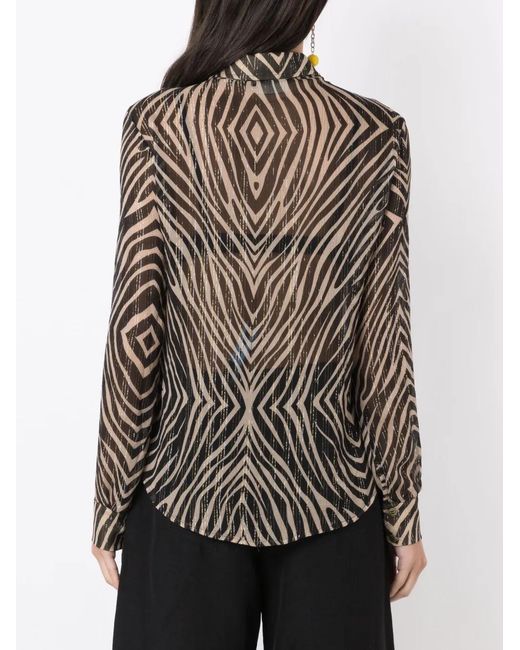 Amir Slama Black Zebra-Print Silk Shirt