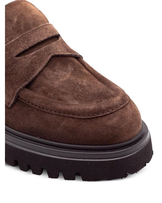 Guglielmo Rotta Brown Suede Platform Loafers
