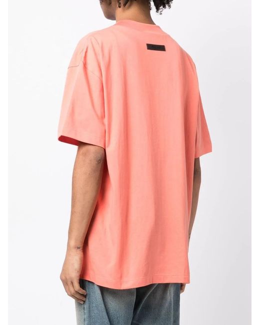 Fear Of God Pink Embossed-Logo T-Shirt for men
