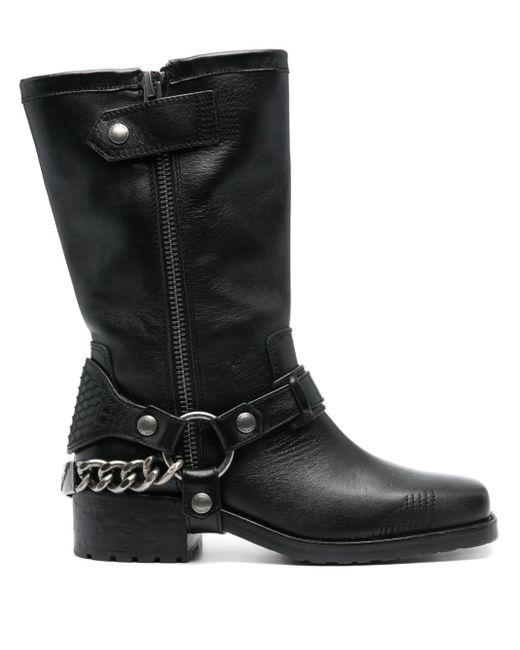 Zadig & Voltaire Black Igata Leather Biker Boots