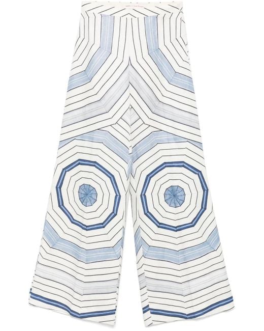 Sandro Blue X Louise Bourgeois Geometric-Print Trousers