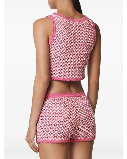 Versace Pink Crochet Knit Top
