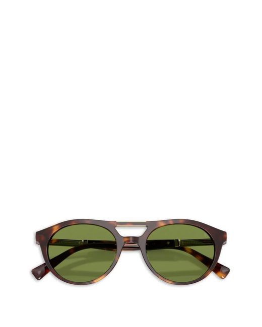 Brunello Cucinelli Green Round-Frame Sunglasses