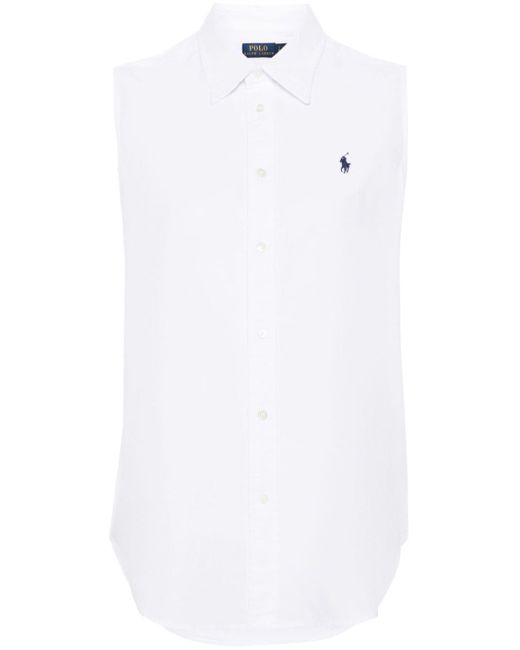Polo Ralph Lauren Polo-pony Sleeveless Shirt in het White