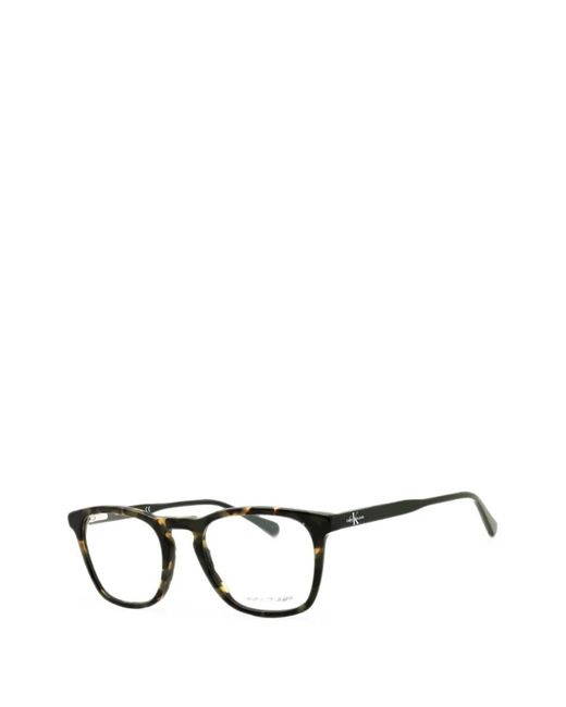 Calvin Klein Black Tortoiseshell-Effect Rectangle-Frame Glasses for men