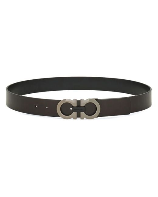 Ferragamo Black Reversible Gancini Leather Belt for men