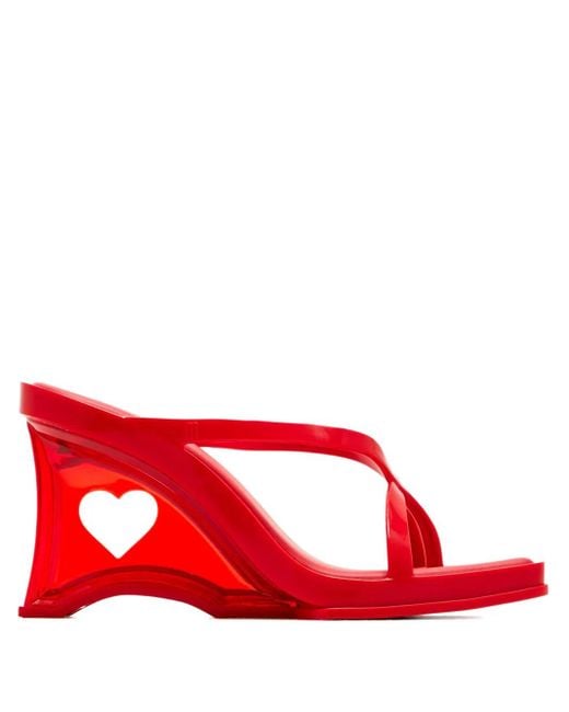 Melissa Red 90Mm Glass Heel Heart-Detail Sandals