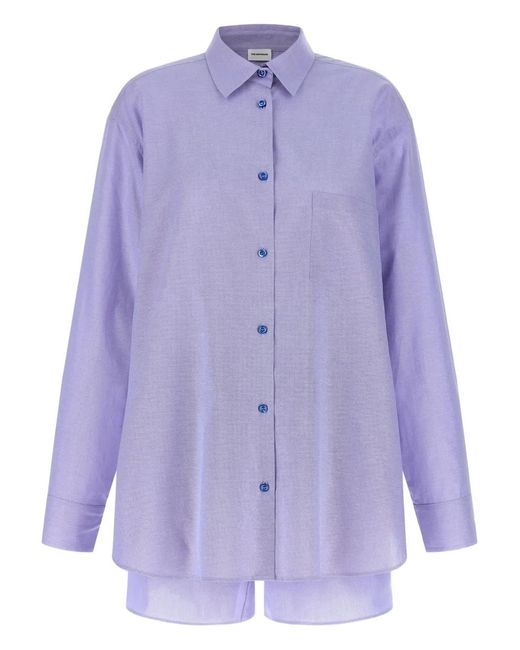ANDAMANE Purple Georgiana Cotton Shorts Set