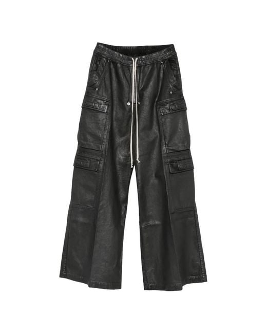 Rick Owens Gray Drawstring-Fastening Cargo Pants for men