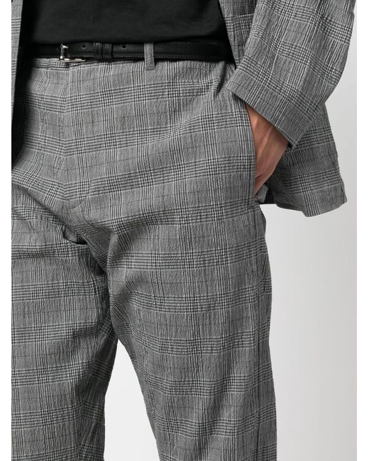 Aspesi Gray Plaid-Pattern Tailored Trousers for men