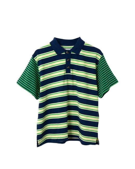 Damson Madder Green Zia Stripe-Print Rugby Polo Shirt