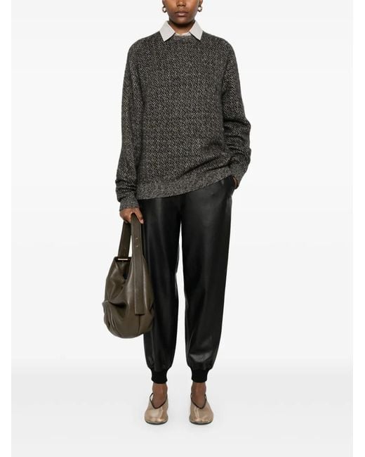 Frenckenberger Gray Herringbone-Pattern Sweater