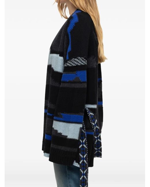 Zadig & Voltaire Blue Aspen Wings Intarsia-Knit Coat