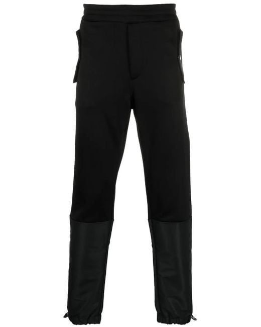 McQueen Black Panelled Tapered Track Pants for men