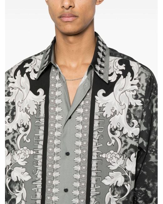 Chemise à imprimé animalier Versace pour homme en coloris Gray