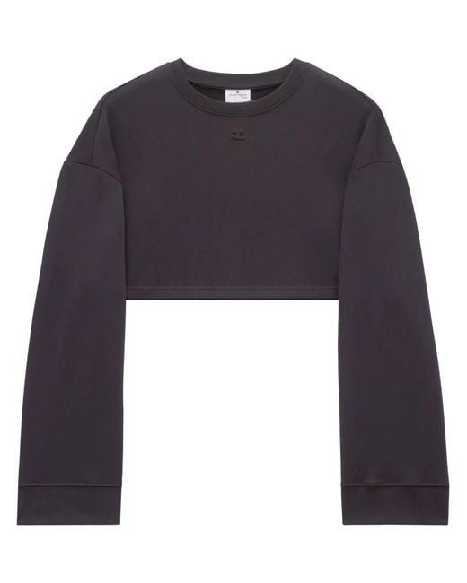Courreges Blue Cocoon Fleece Cropped Sweatshirt