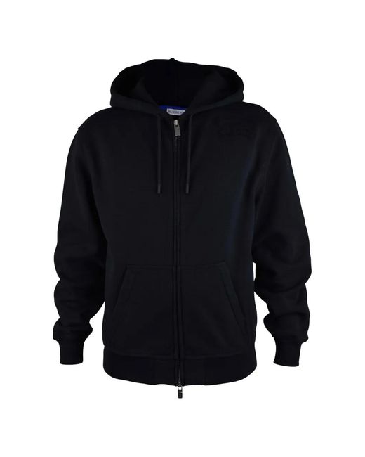 Burberry Blue Hoodie À Logo Brodé for men