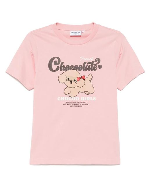 Chocoolate T-Shirt Met Grafische Print in het Pink