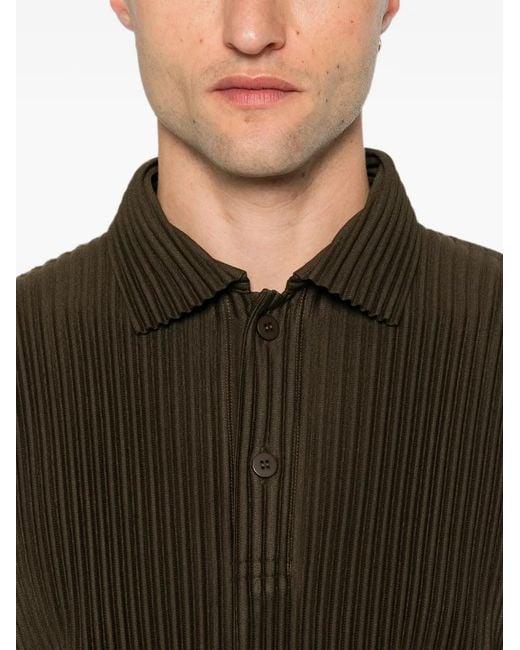 Homme Plissé Issey Miyake Brown Pleated Short-Sleeve Polo Shirt for men