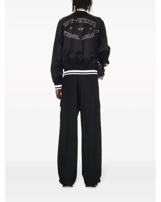 Off-White c/o Virgil Abloh Black Polyester Bomber Jacket With Contrast Detailing for men