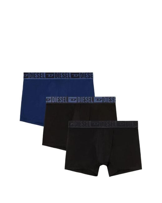 DIESEL Blue Logo-Waistband Cotton Boxers (Set Of Three) for men