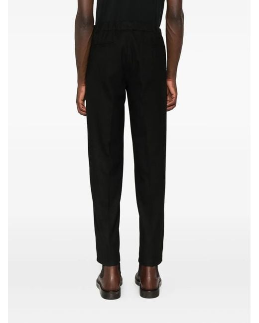 Karl Lagerfeld Black Drawstring Straight-Leg Trousers for men
