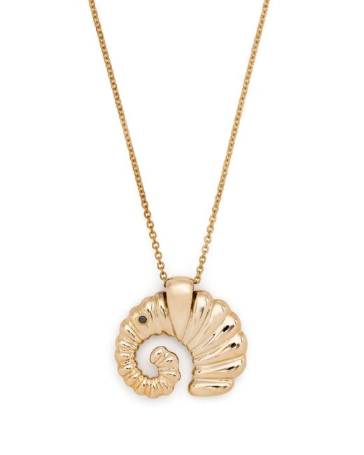 Yvonne Léon Metallic 9Kt Elephant Coquillage Pendant Necklace