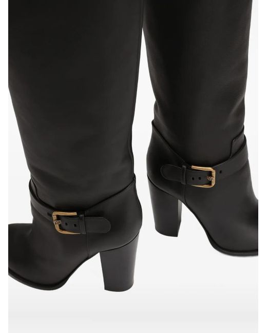 Dolce & Gabbana Black Leather Knee-High Boots