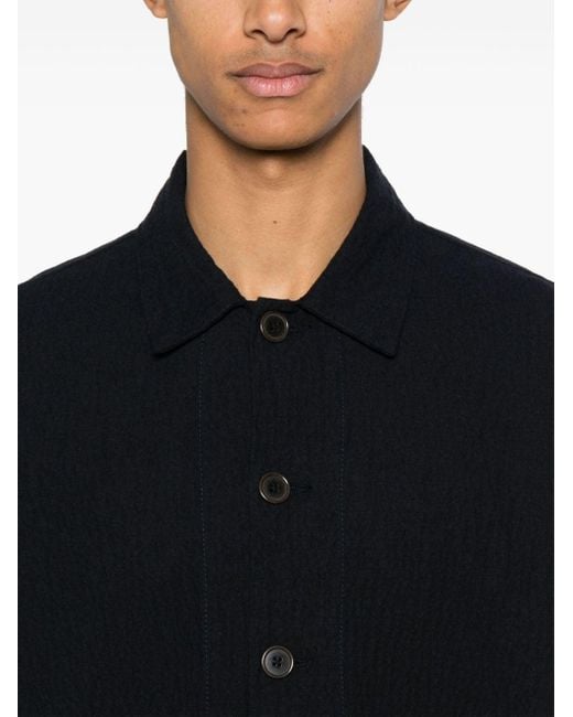 Universal Works Black Seersucker Shirt Jacket for men