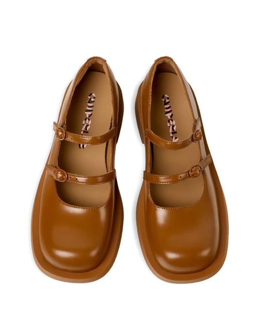 CAMPERLAB 1978 ダブルバックル レザーパンプス Brown