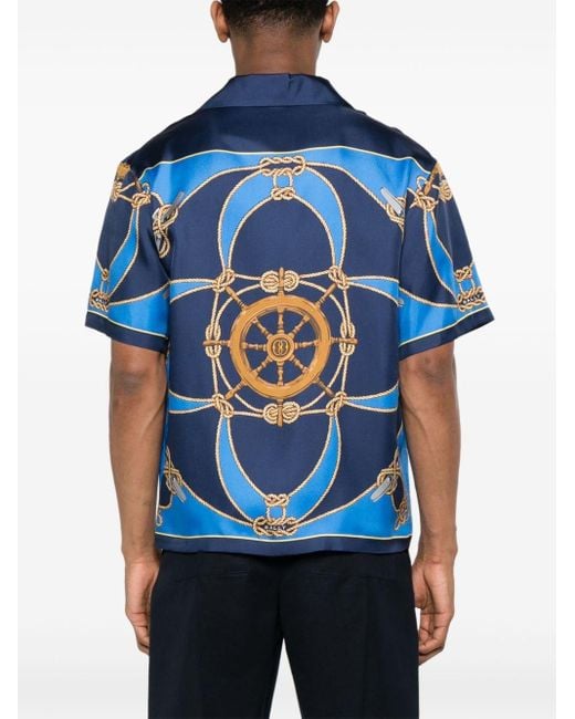 Bally Seidenhemd mit grafischem Print in Blue für Herren